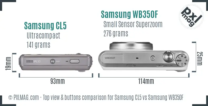 Samsung CL5 vs Samsung WB350F top view buttons comparison