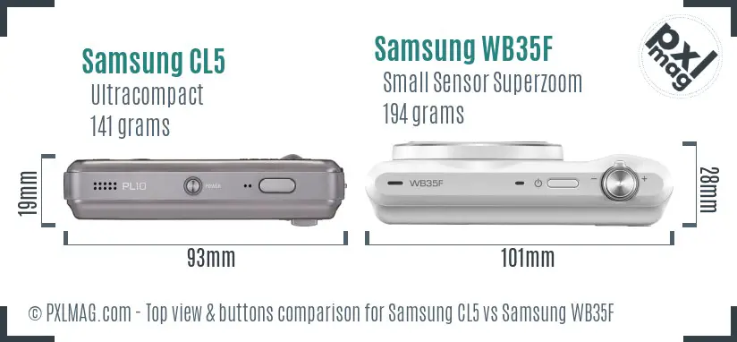 Samsung CL5 vs Samsung WB35F top view buttons comparison