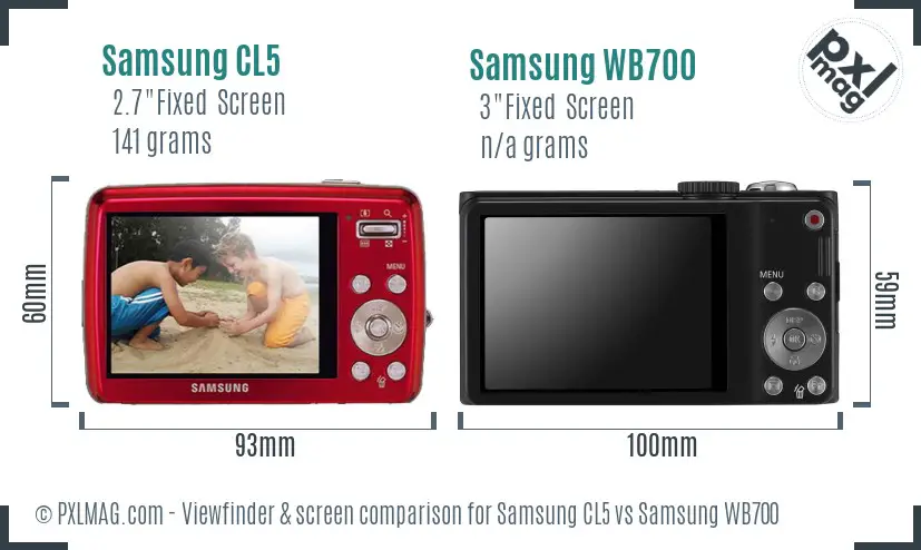 Samsung CL5 vs Samsung WB700 Screen and Viewfinder comparison