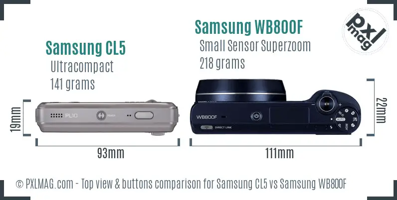 Samsung CL5 vs Samsung WB800F top view buttons comparison