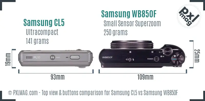 Samsung CL5 vs Samsung WB850F top view buttons comparison