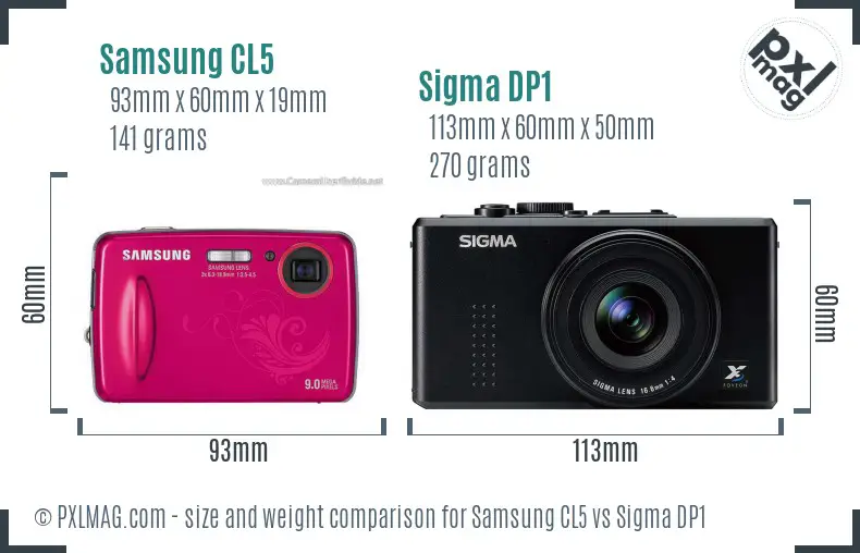 Samsung CL5 vs Sigma DP1 size comparison