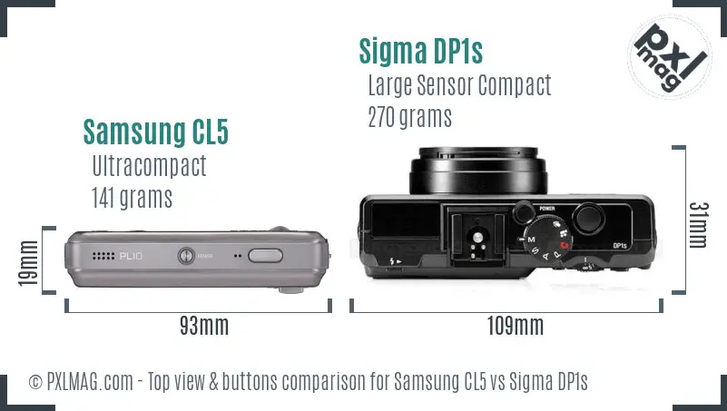 Samsung CL5 vs Sigma DP1s top view buttons comparison