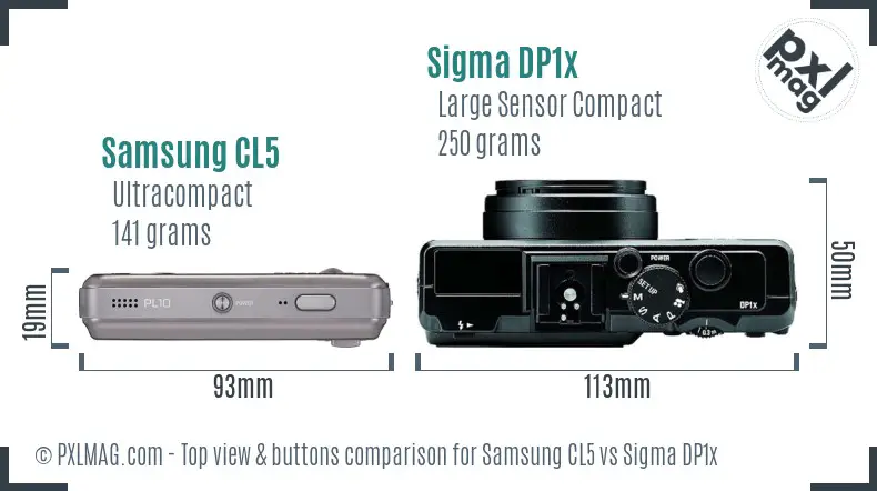 Samsung CL5 vs Sigma DP1x top view buttons comparison