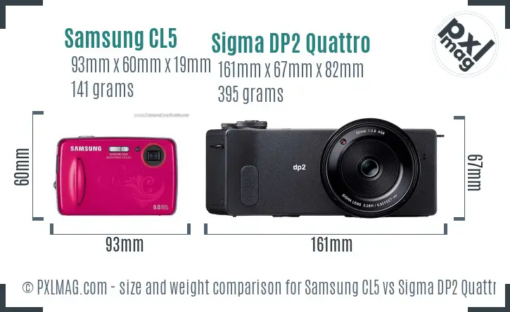 Samsung CL5 vs Sigma DP2 Quattro size comparison