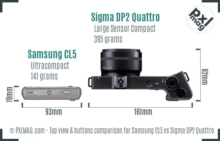 Samsung CL5 vs Sigma DP2 Quattro top view buttons comparison