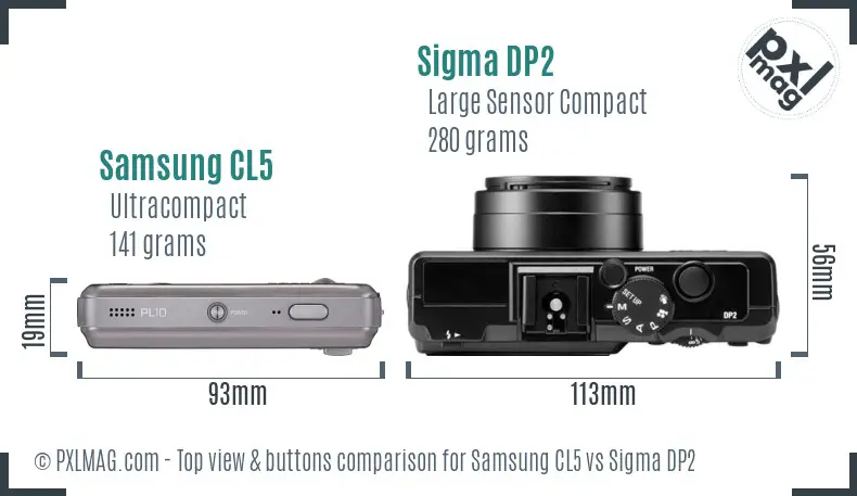 Samsung CL5 vs Sigma DP2 top view buttons comparison