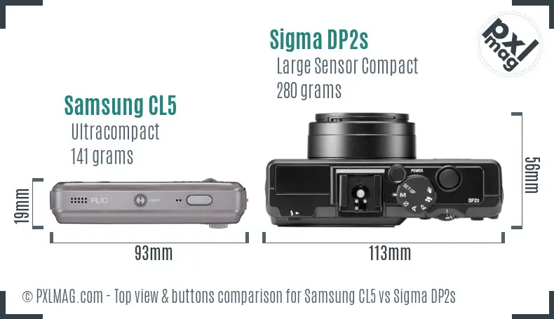 Samsung CL5 vs Sigma DP2s top view buttons comparison