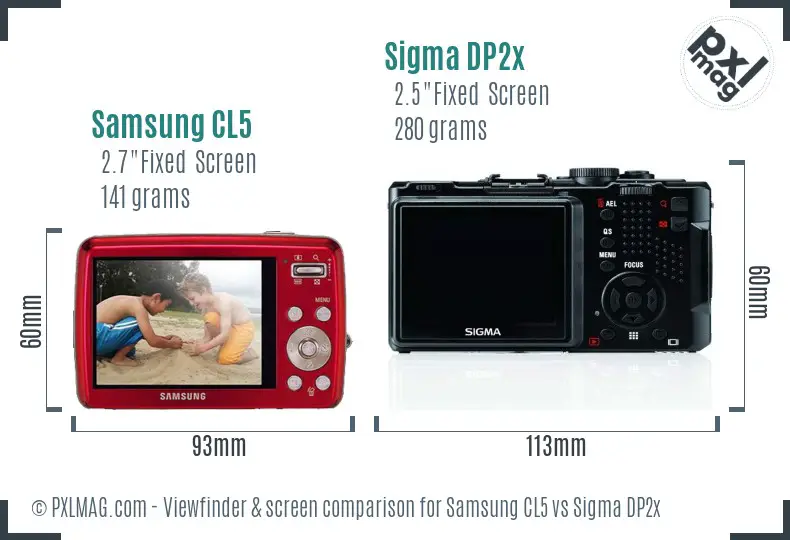 Samsung CL5 vs Sigma DP2x Screen and Viewfinder comparison