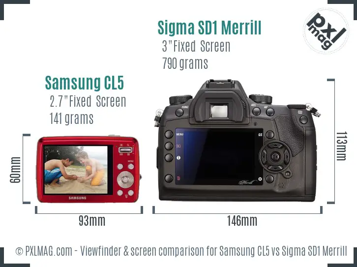 Samsung CL5 vs Sigma SD1 Merrill Screen and Viewfinder comparison