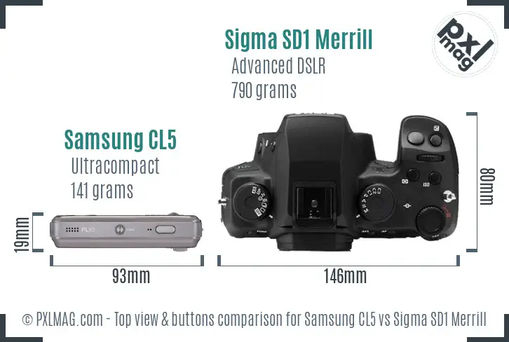 Samsung CL5 vs Sigma SD1 Merrill top view buttons comparison