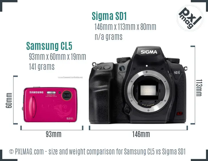 Samsung CL5 vs Sigma SD1 size comparison