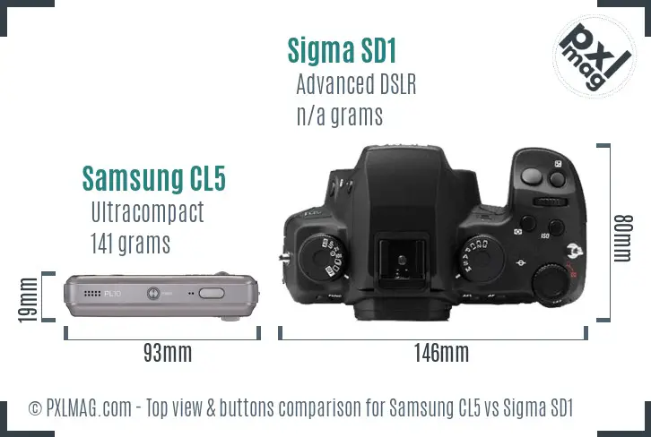 Samsung CL5 vs Sigma SD1 top view buttons comparison