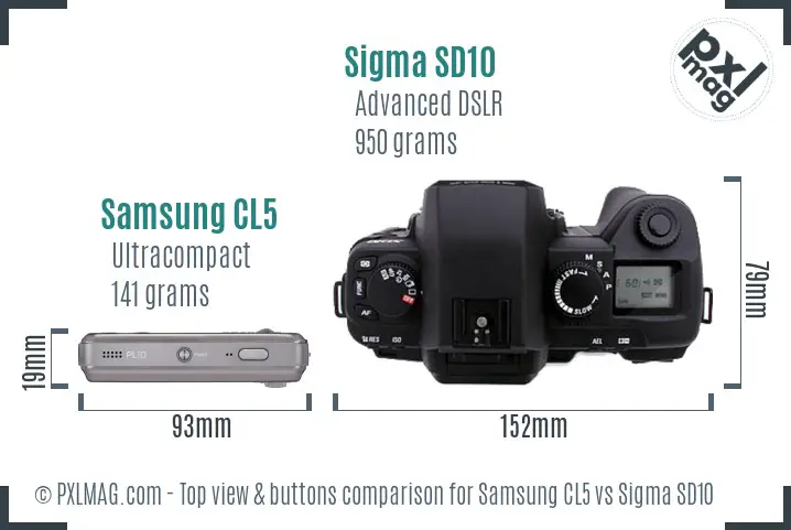 Samsung CL5 vs Sigma SD10 top view buttons comparison