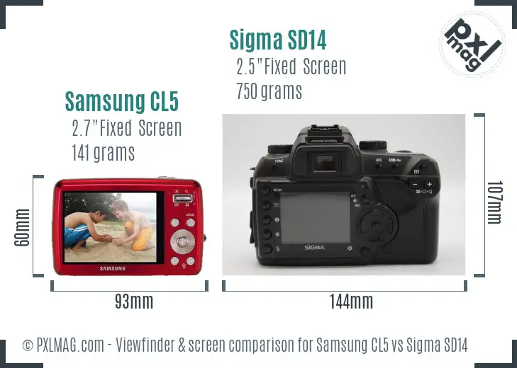 Samsung CL5 vs Sigma SD14 Screen and Viewfinder comparison