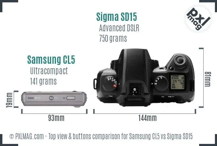 Samsung CL5 vs Sigma SD15 top view buttons comparison