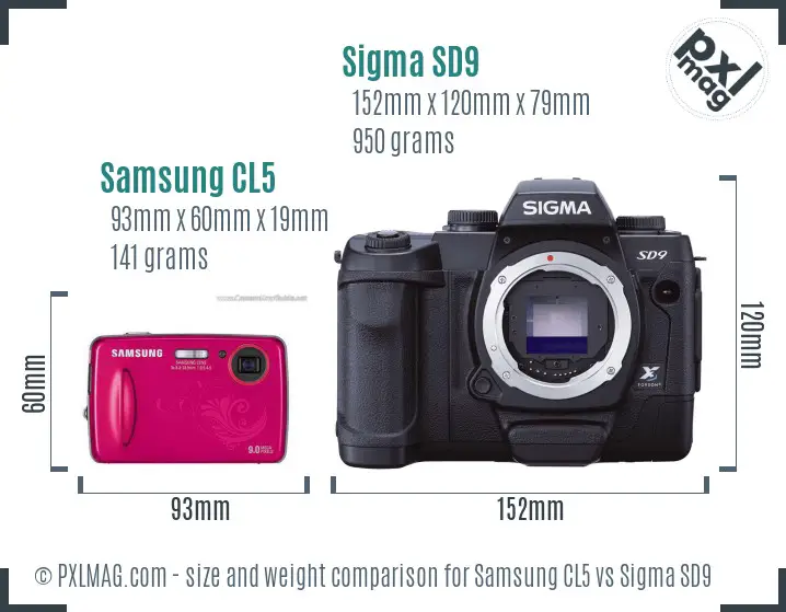 Samsung CL5 vs Sigma SD9 size comparison