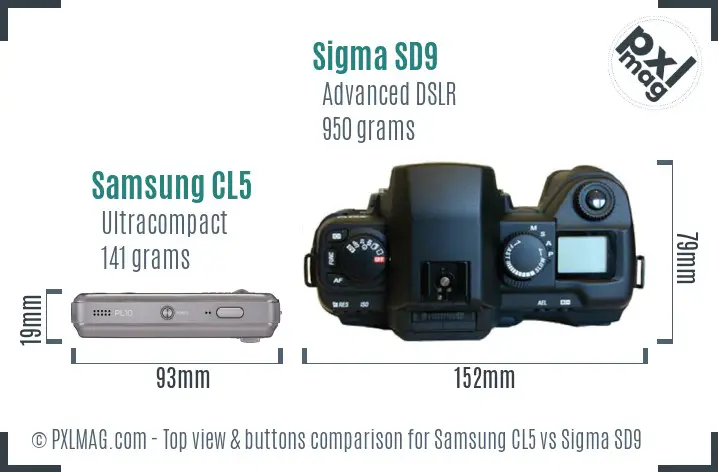 Samsung CL5 vs Sigma SD9 top view buttons comparison