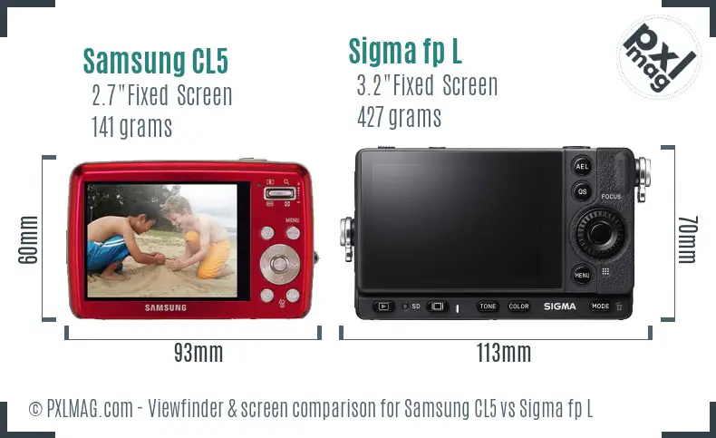Samsung CL5 vs Sigma fp L Screen and Viewfinder comparison