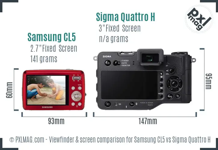 Samsung CL5 vs Sigma Quattro H Screen and Viewfinder comparison