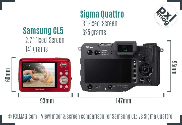 Samsung CL5 vs Sigma Quattro Screen and Viewfinder comparison