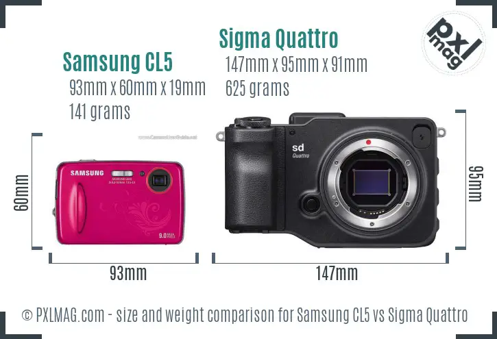 Samsung CL5 vs Sigma Quattro size comparison