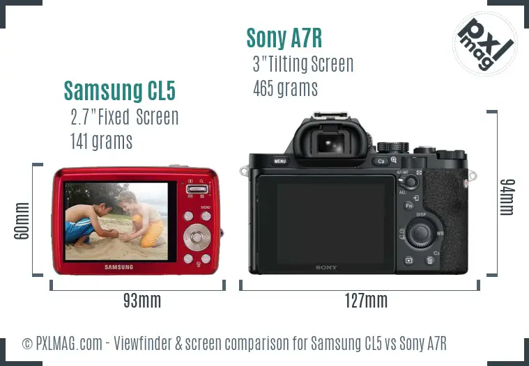 Samsung CL5 vs Sony A7R Screen and Viewfinder comparison