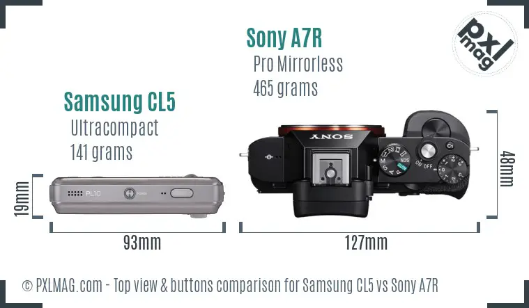 Samsung CL5 vs Sony A7R top view buttons comparison