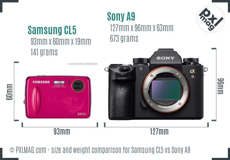 Samsung CL5 vs Sony A9 size comparison