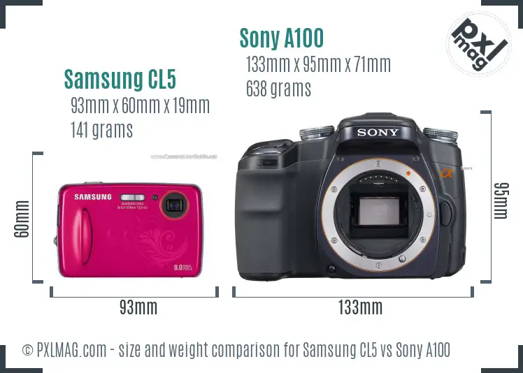 Samsung CL5 vs Sony A100 size comparison Samsung CL5 vs Sony A100 size comparison