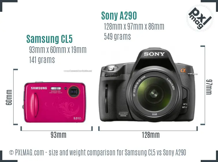 Samsung CL5 vs Sony A290 size comparison