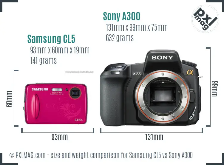 Samsung CL5 vs Sony A300 size comparison