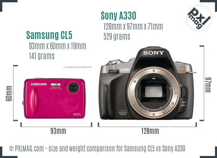 Samsung CL5 vs Sony A330 size comparison Samsung CL5 vs Sony A330 size comparison