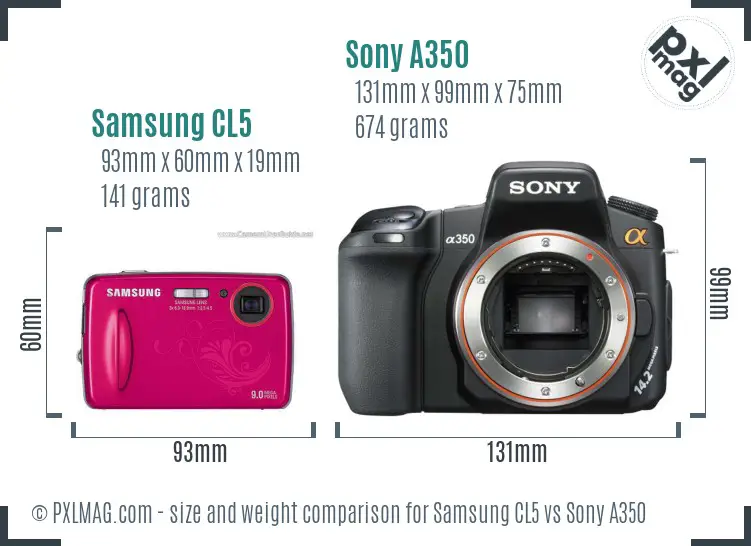 Samsung CL5 vs Sony A350 size comparison
