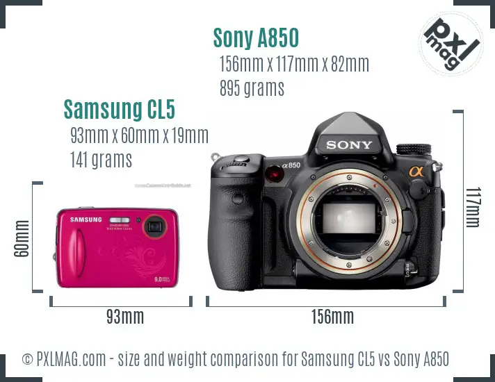 Samsung CL5 vs Sony A850 size comparison