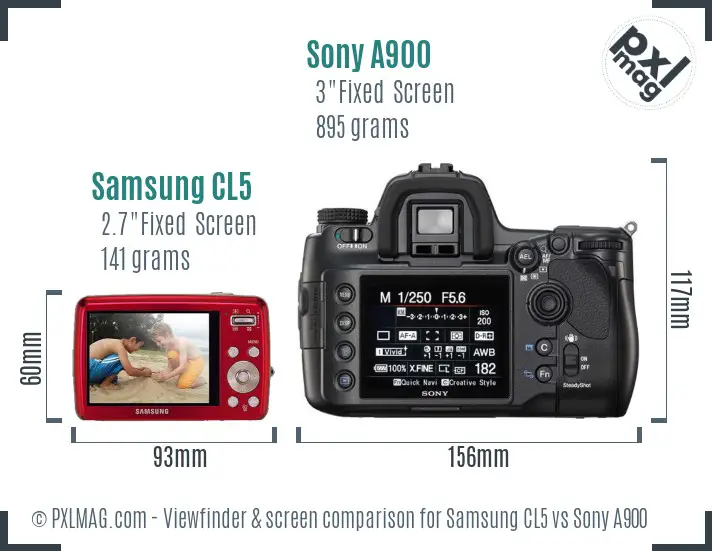 Samsung CL5 vs Sony A900 Screen and Viewfinder comparison Samsung CL5 vs Sony A900 Screen and Viewfinder comparison