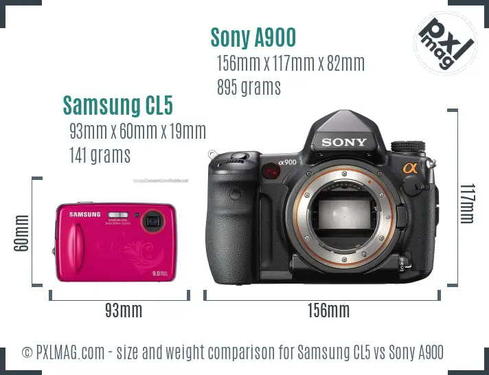 Samsung CL5 vs Sony A900 size comparison Samsung CL5 vs Sony A900 size comparison
