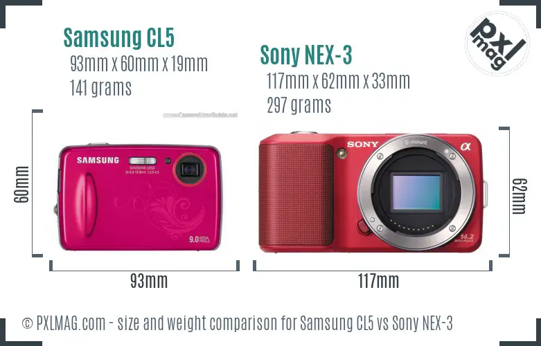 Samsung CL5 vs Sony NEX-3 size comparison