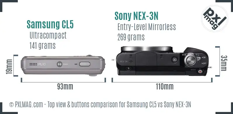 Samsung CL5 vs Sony NEX-3N top view buttons comparison