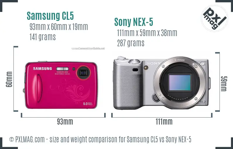 Samsung CL5 vs Sony NEX-5 size comparison