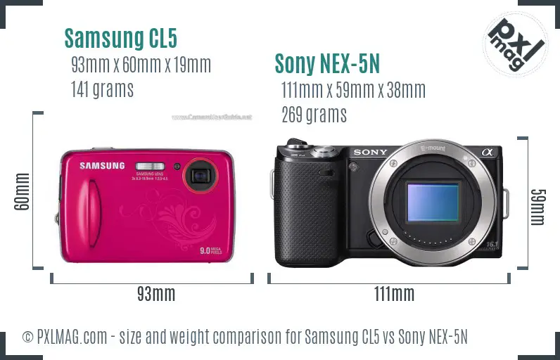 Samsung CL5 vs Sony NEX-5N size comparison