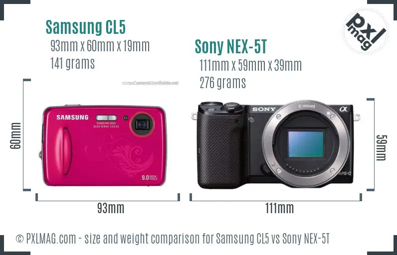 Samsung CL5 vs Sony NEX-5T size comparison