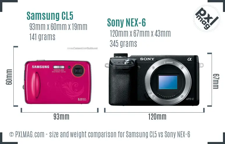 Samsung CL5 vs Sony NEX-6 size comparison