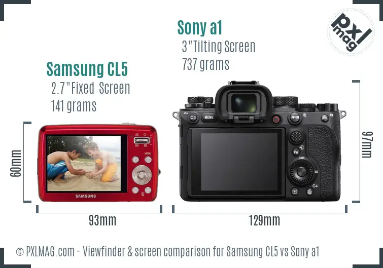 Samsung CL5 vs Sony a1 Screen and Viewfinder comparison