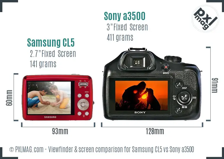 Samsung CL5 vs Sony a3500 Screen and Viewfinder comparison