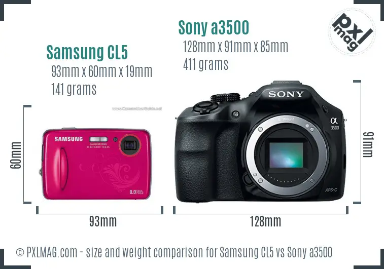 Samsung CL5 vs Sony a3500 size comparison