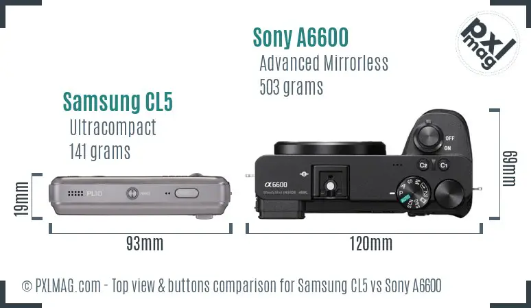 Samsung CL5 vs Sony A6600 top view buttons comparison