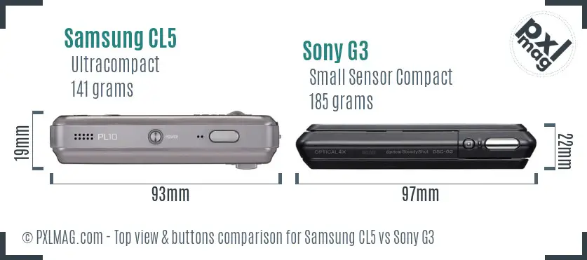 Samsung CL5 vs Sony G3 top view buttons comparison