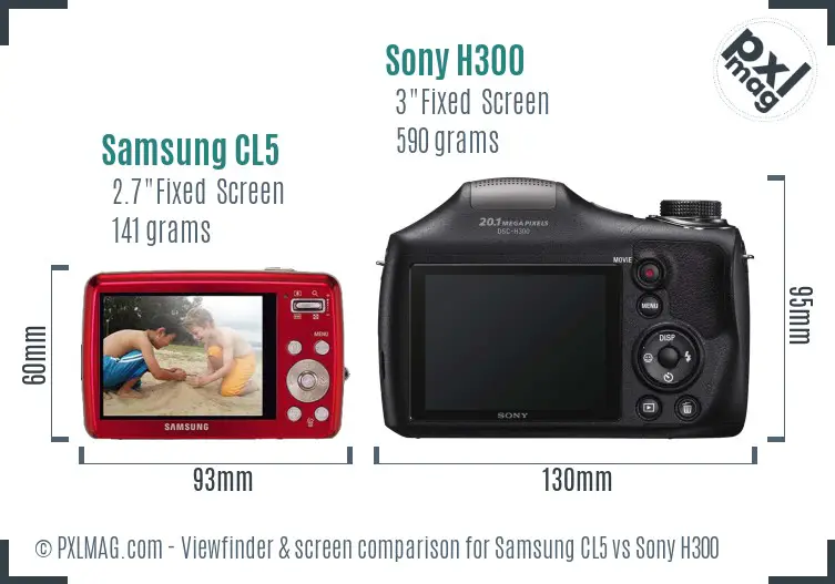 Samsung CL5 vs Sony H300 Screen and Viewfinder comparison Samsung CL5 vs Sony H300 Screen and Viewfinder comparison