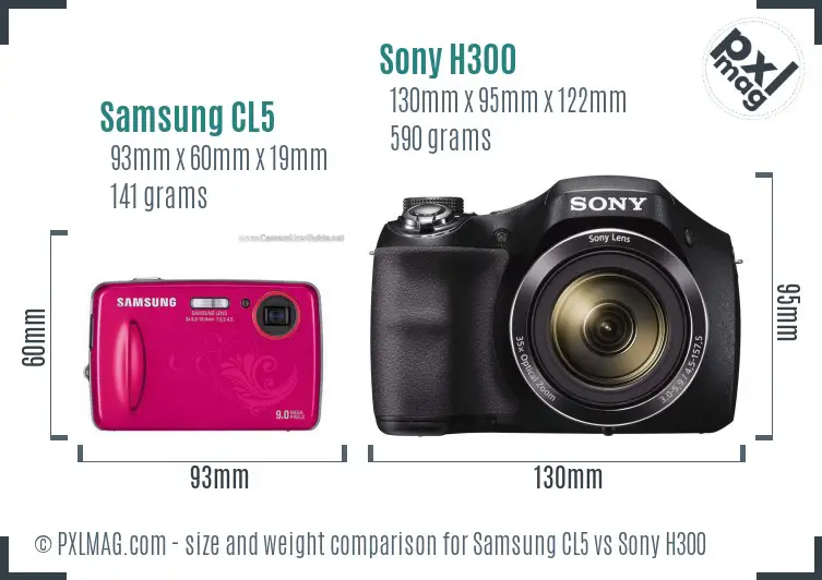 Samsung CL5 vs Sony H300 size comparison Samsung CL5 vs Sony H300 size comparison